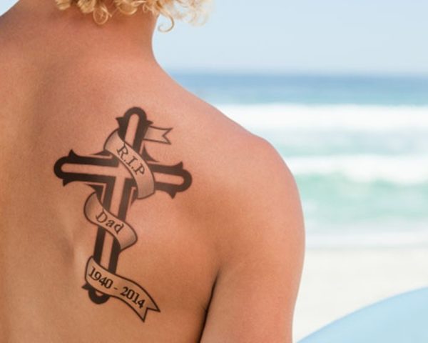 Rip On Cross Memorial Tattoo