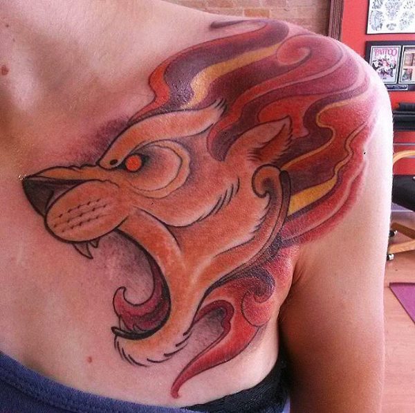 Roaring Lion Face Tattoo