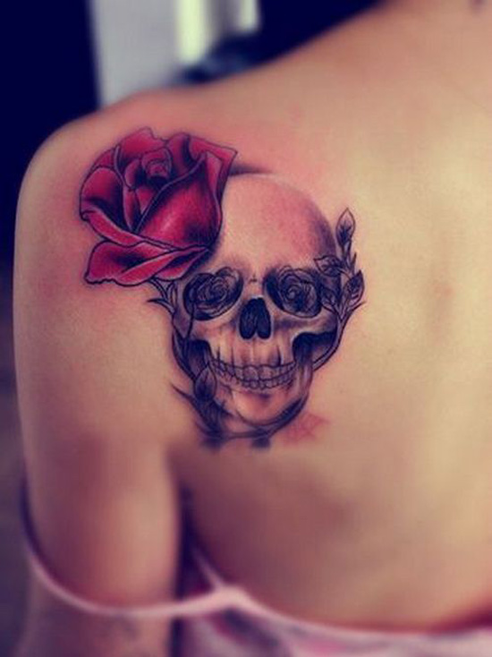 Rose And Skull Tattoo Design