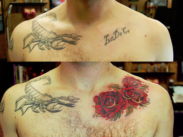 Rose Flower Cover Up Tattoo Design