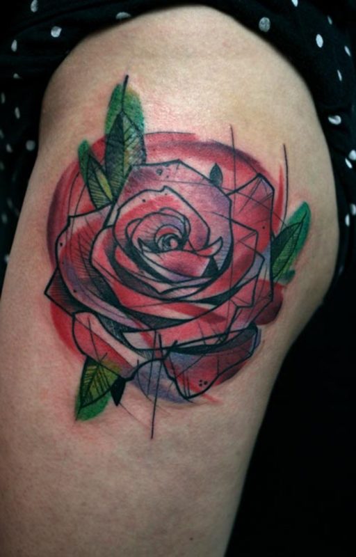 Rose Geometric Tattoo Design