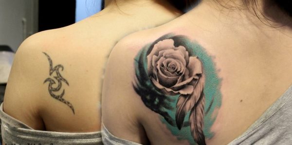 Rose Shoulder Cover Tattoo