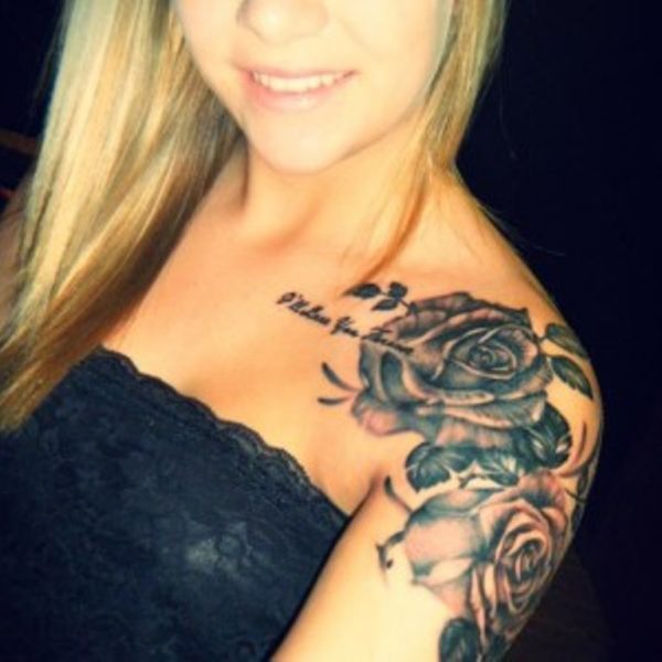 Rose Shoulder Tattoo For Women