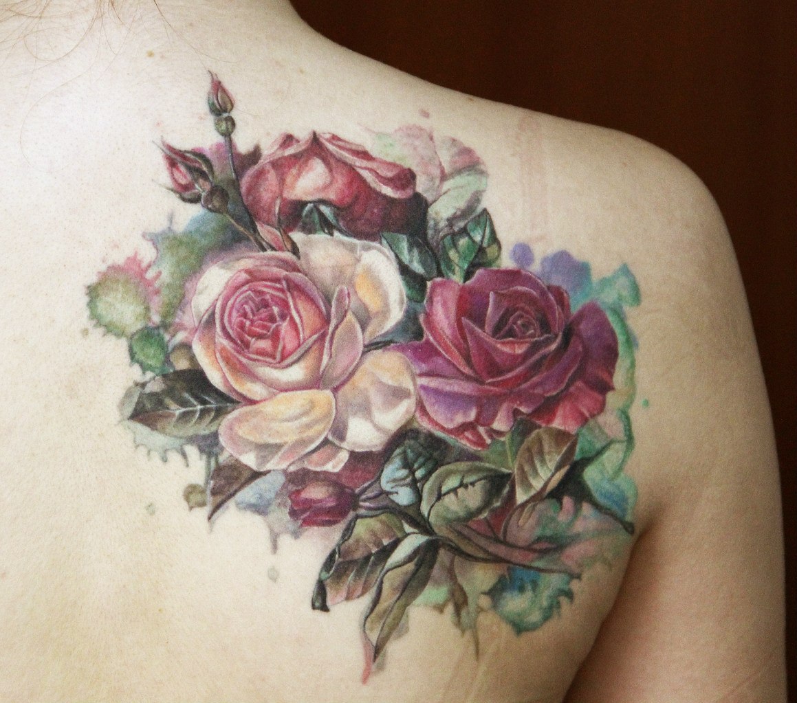 rose tattoo outline shoulder