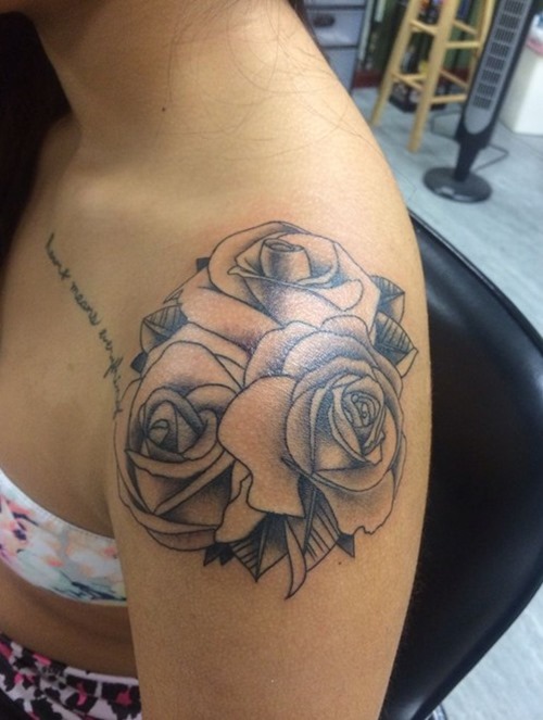 Roses Blade Shoulder Tattoo For Women