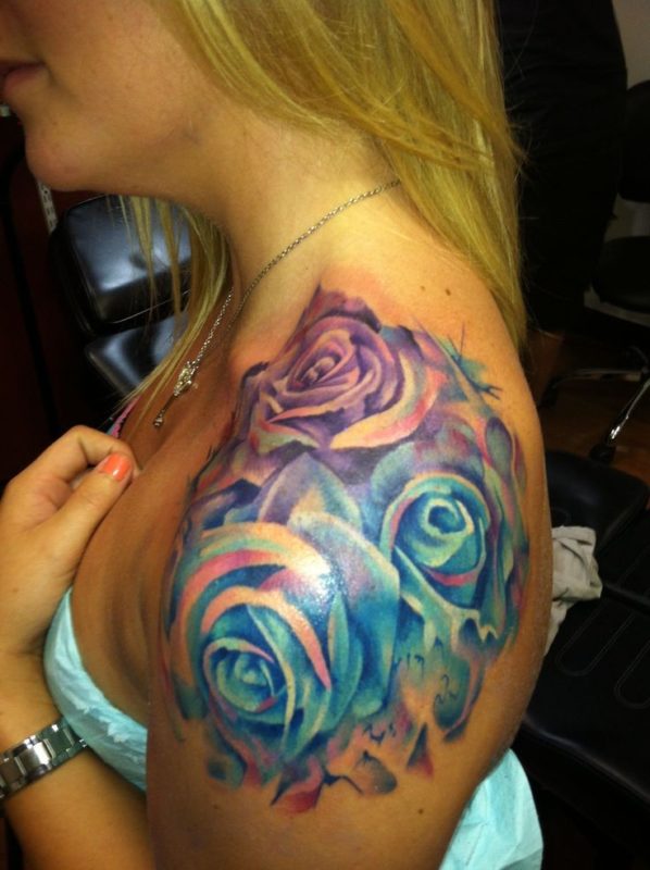 Roses Tattoo On Left Shoulder