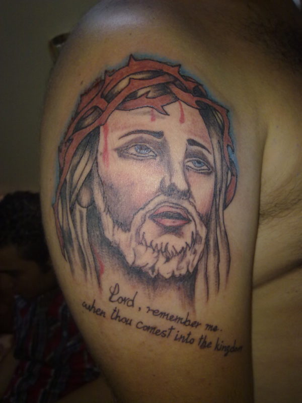 Sad Face Of Lord Jesus - Tattoo