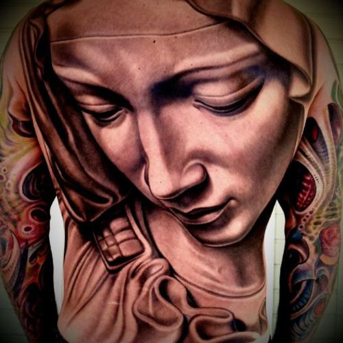 Sad Mary Face Tattoo