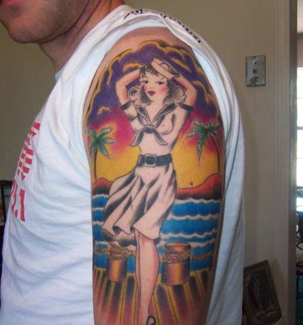 Sailor Jerry Shoulder Tattoo