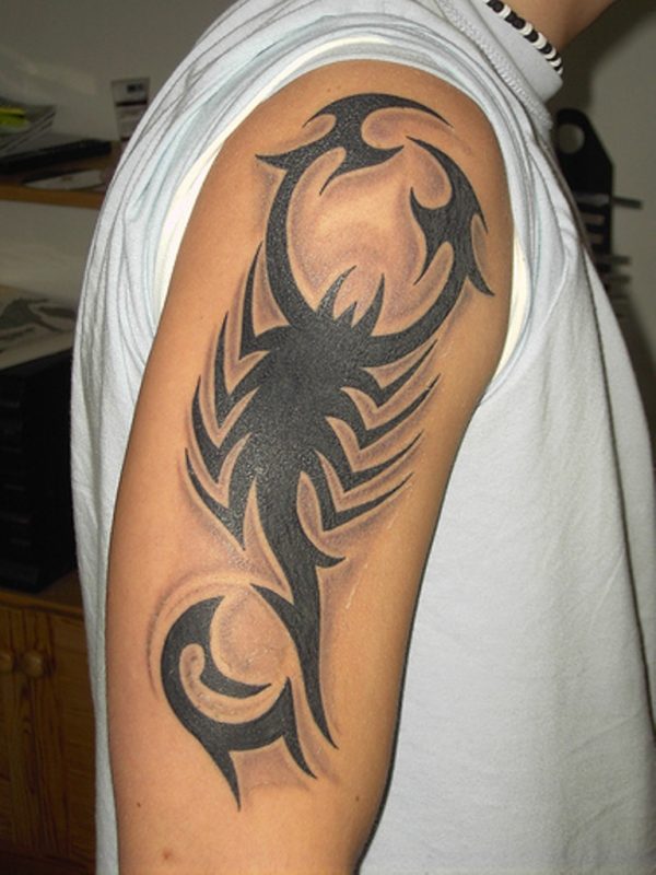 Scorpion Taurus Zodiac Tattoo On Shoulder
