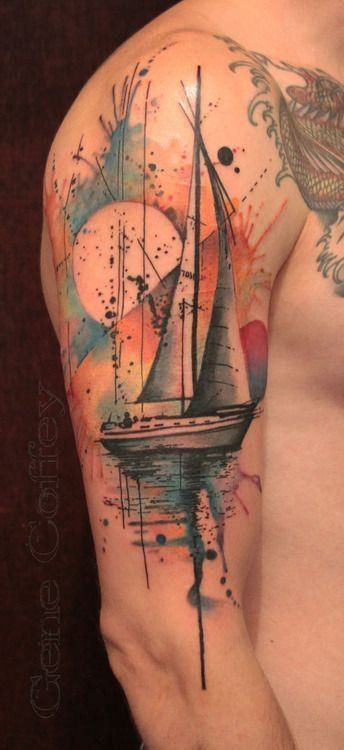 Simple Sun Shoulder Tattoo