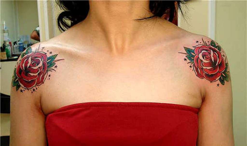 Shoulder Blade Rose Tattoo.