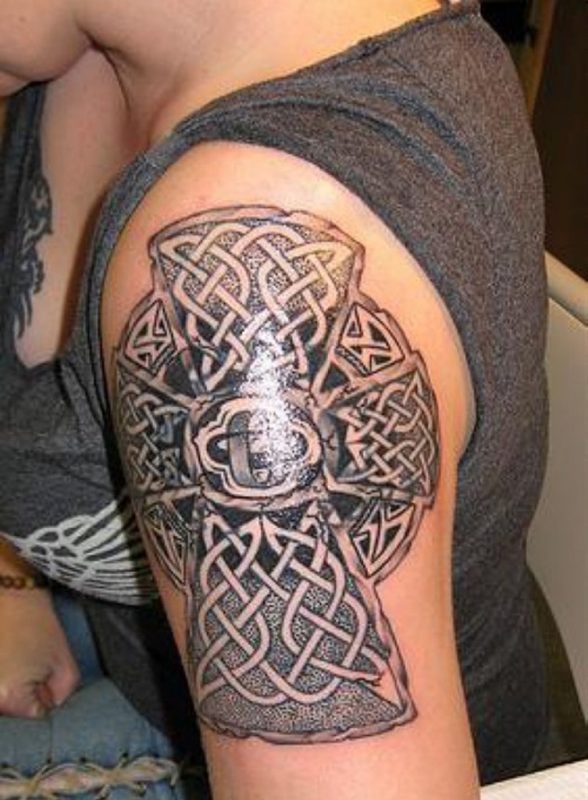Shoulder Celtic Cross Tattoo