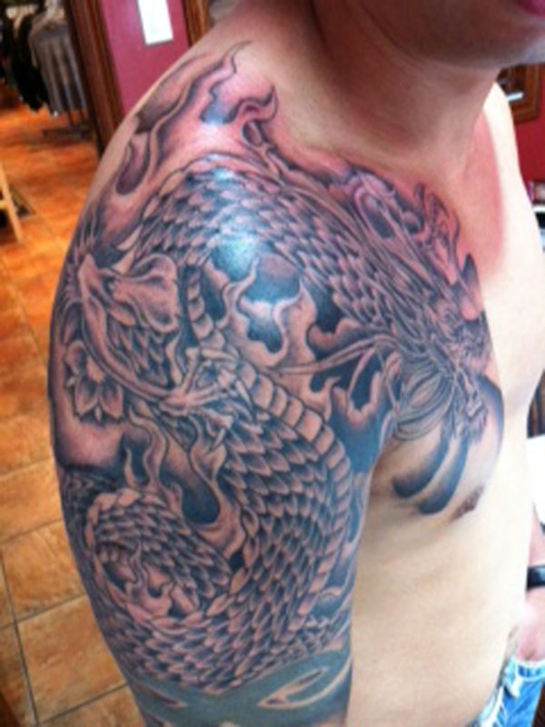 Shoulder Cover Up Dragon Tattoo