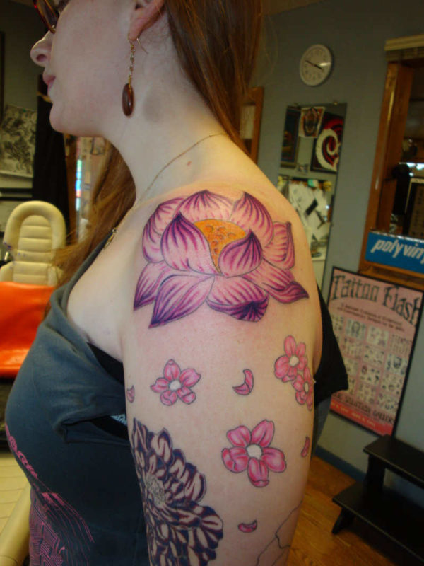 Shoulder Joint Lotus Tattoo