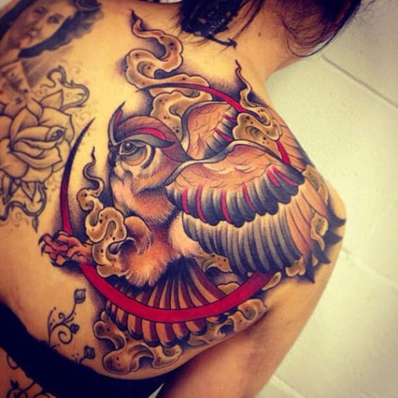 Shoulder Joint Owl Tattoo