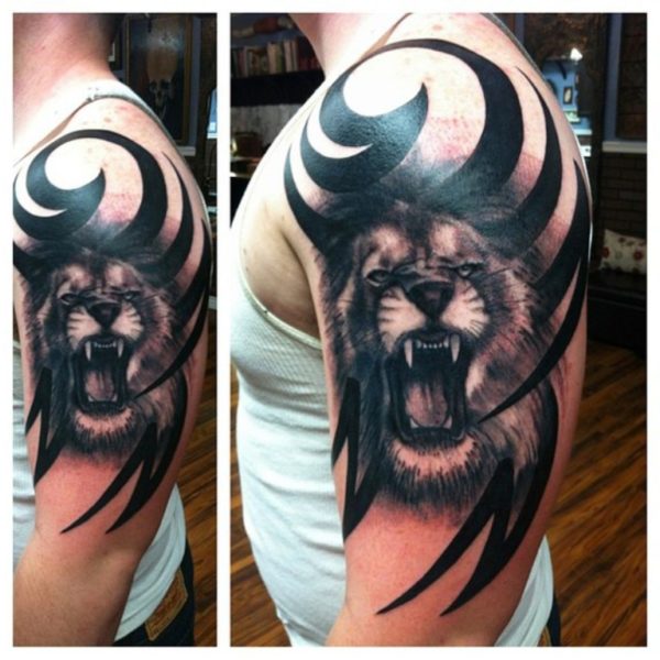 Shoulder Lion Black Tattoo
