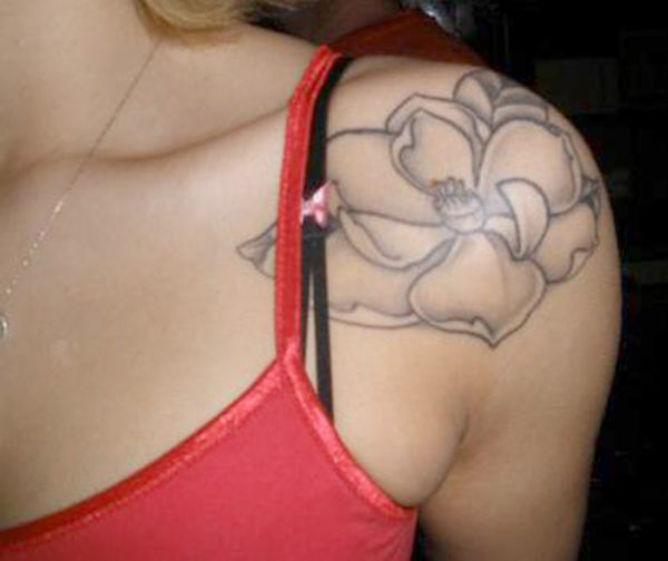 Simple Black Flower Tattoo For Women