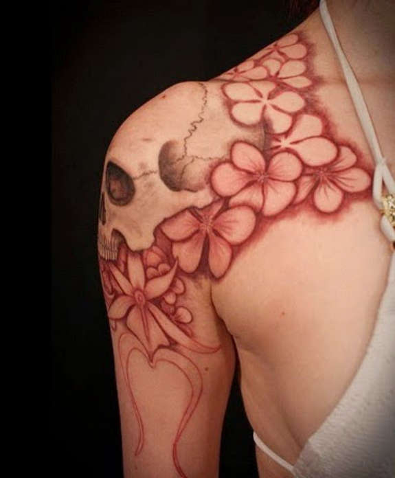 Simple Flower Tattoo On Right Shoulder