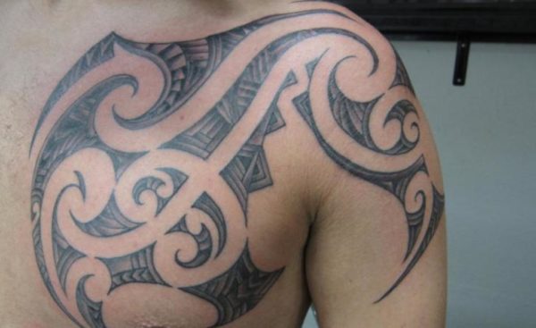 Simple Maori Tattoo On Left Shoulder
