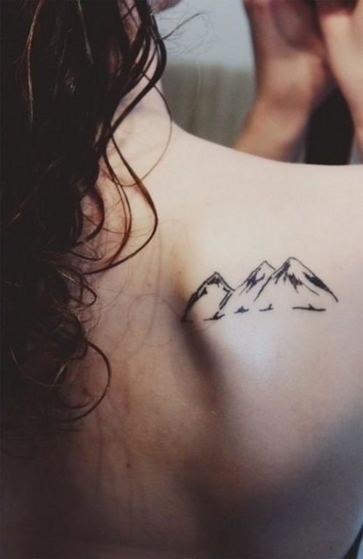 Simple Mountain Shoulder Blade Tattoo