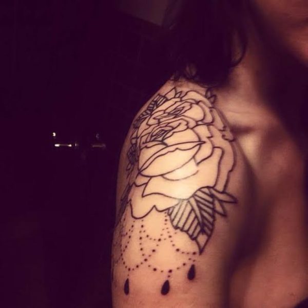 Simple Rose And Lace Tattoo