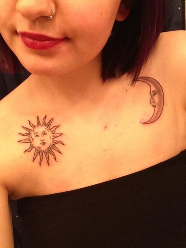 Simple Sun Shoulder Tattoo