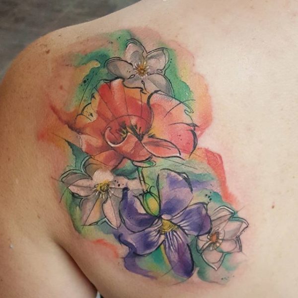 Simple Vintage Flower Tattoo