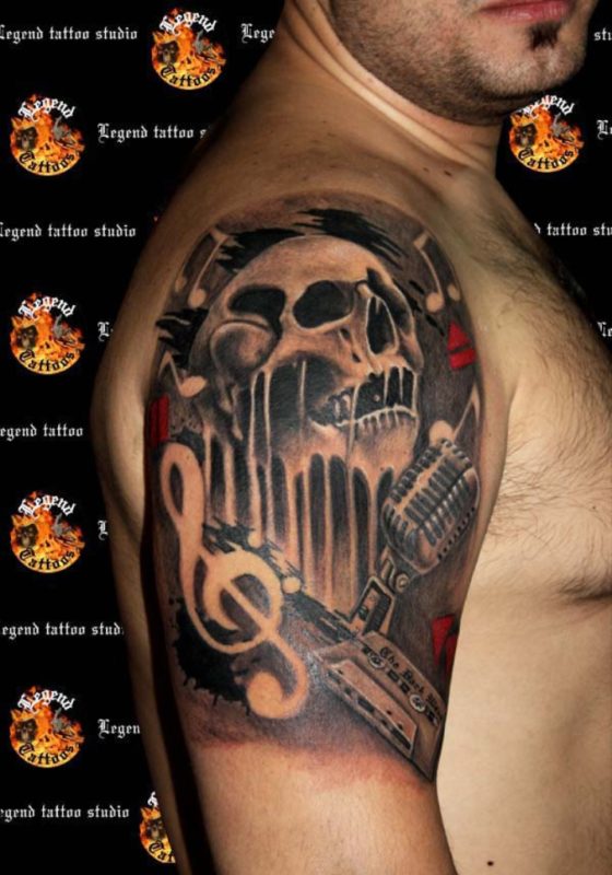 Skull And Music Tattoo