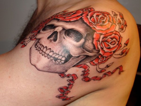 Skull And Rose Tattoo