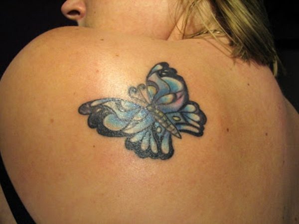 Small Butterfly Tattoo On Shoulder Back