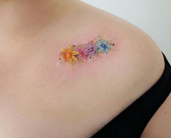 Small Colored Flower Tattoo