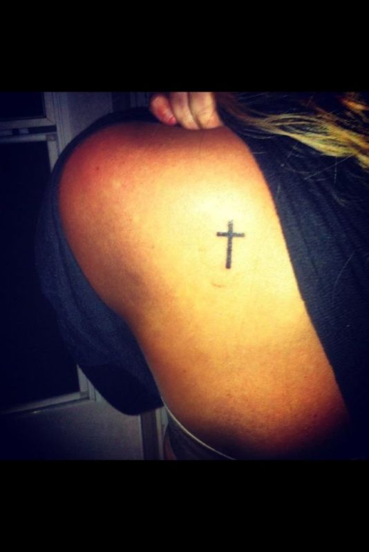 Small Cross Tattoo On Shoulder