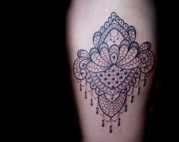 Small Lace Shoulder Tattoo