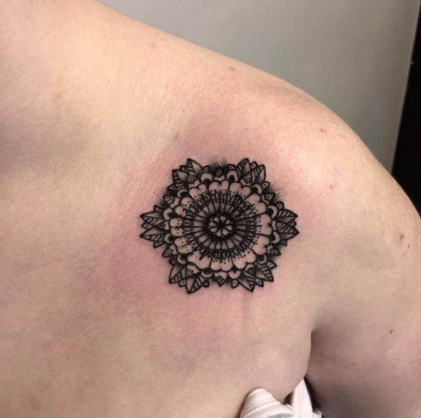 Small Mandala Tattoo On Shoulder