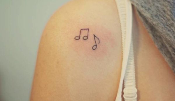 Small Music Note Tattoo On Shoulder