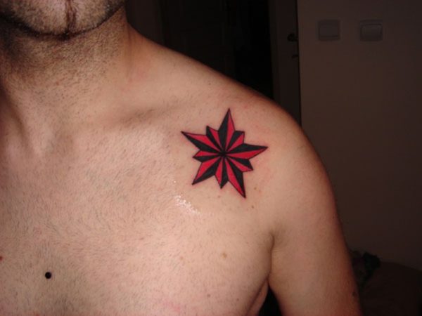 Small Red Star Nautical Tattoo