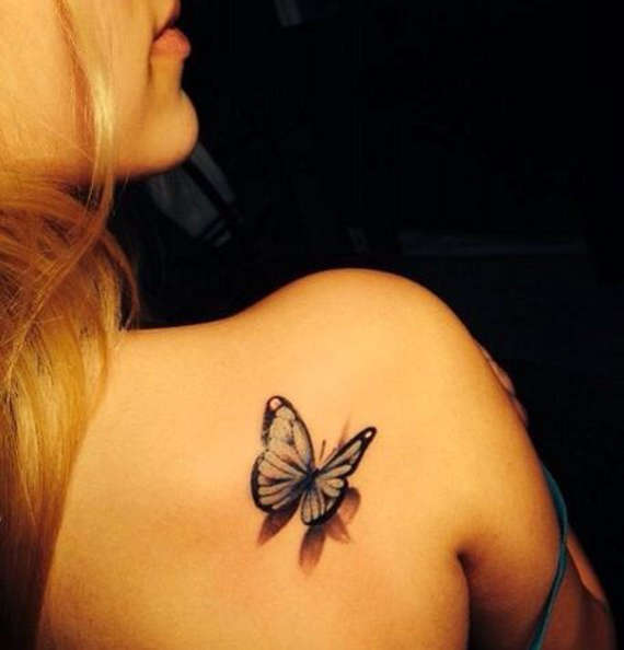 Small Shoulder Butterfly Tattoo