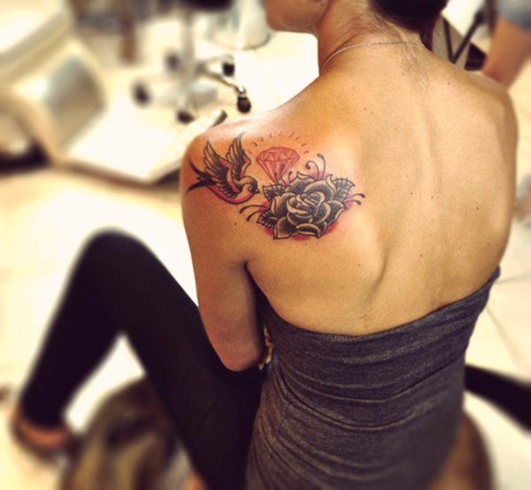 Small Sweet Rose On Shoulder Back