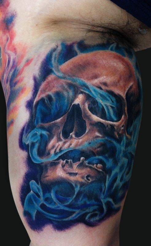 Smokey Skull Tattoo Design