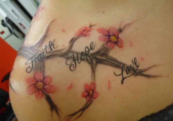 Snaky Cherry Blossom Tree Tattoo