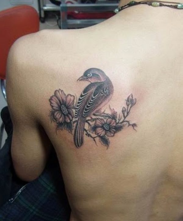 Sparrow Tattoo On Shoulder Back