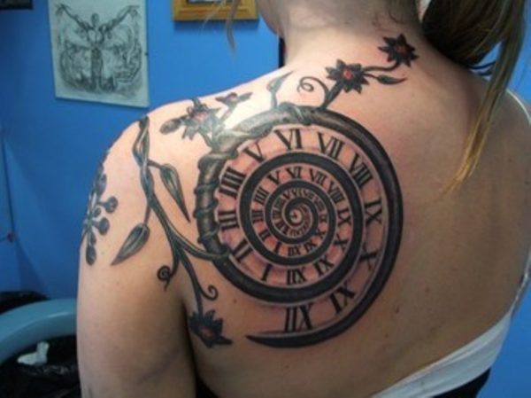 Spiral Shaped Clock Tattoo