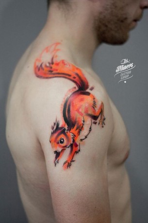 Squirrel Hunting Shoulder Tattoo