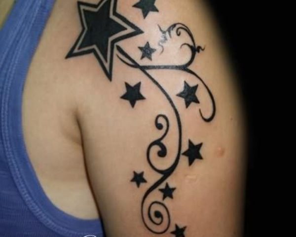 Star Vine Shoulder Tattoo Design