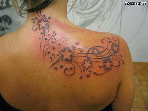 Stars Designer Tattoo On Shoulder