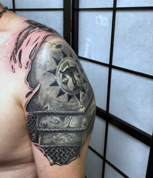 Steel Knight Armour Shoulder Tattoo