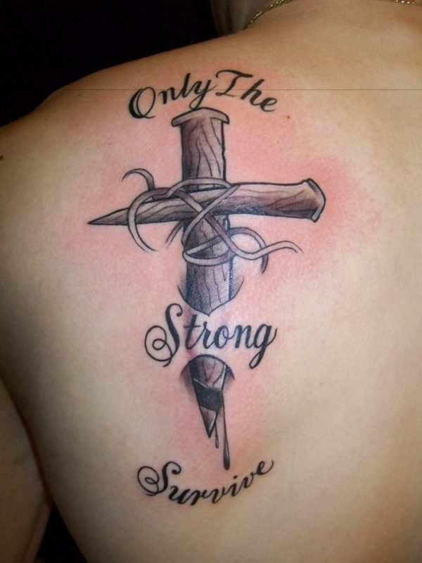 Strong Quote Tattoo On Shoulder