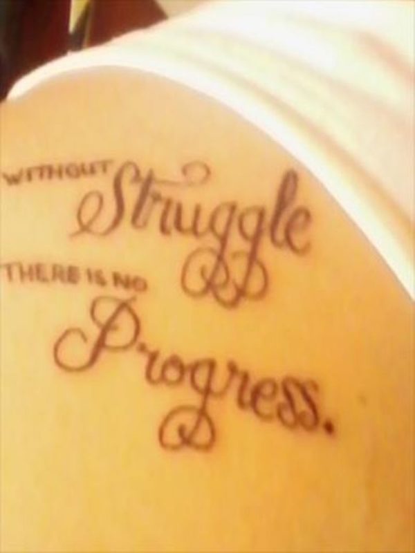 Struggle and Progress Lettering Tattoo