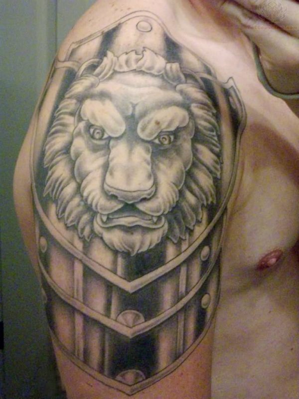 Stunning Armor Lion Tattoo